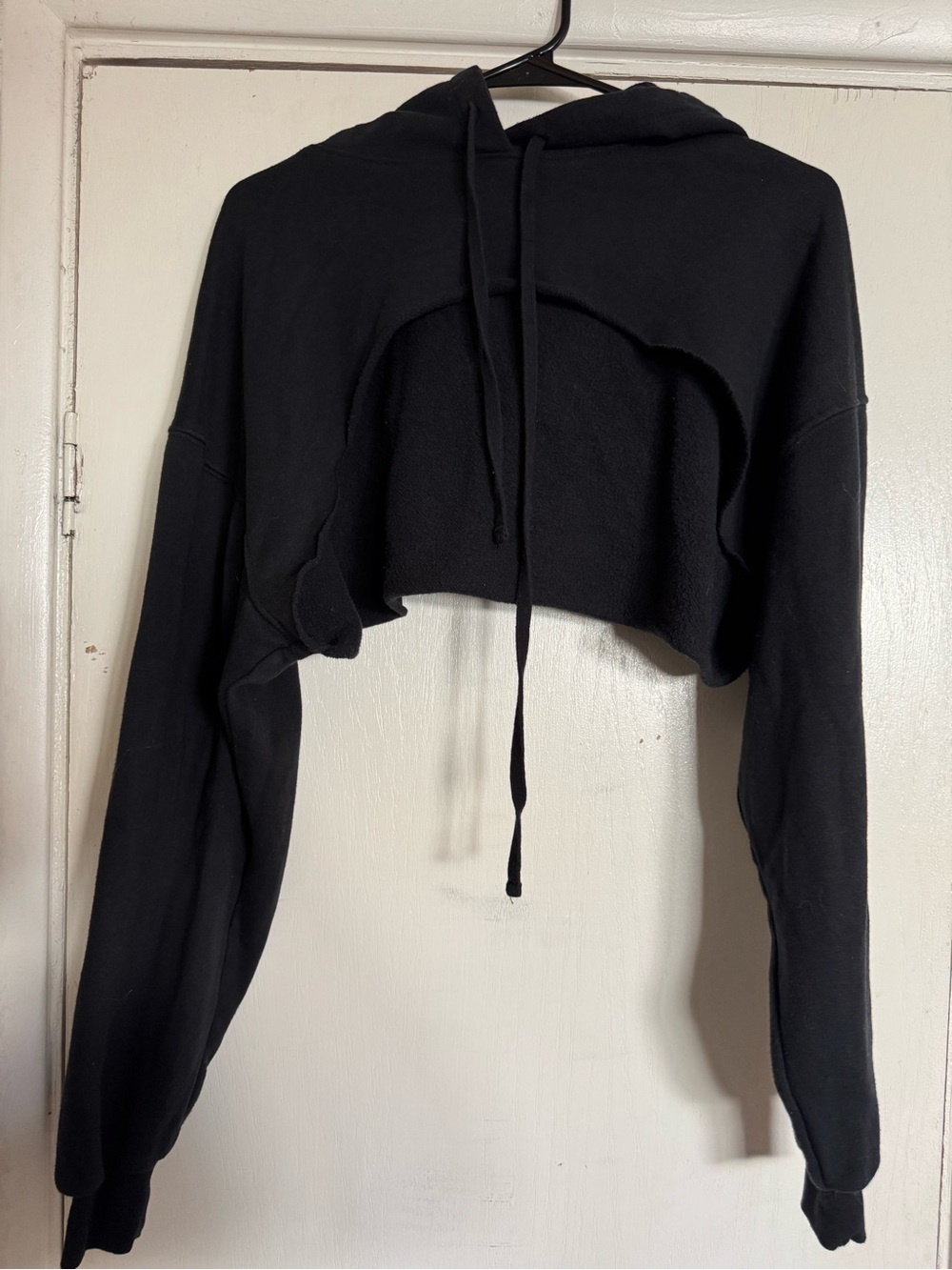 wild fable Black Cropped Hoodie with Drawstring
